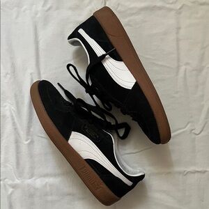 Puma Black Suede Sneakers with White and Brown Accents